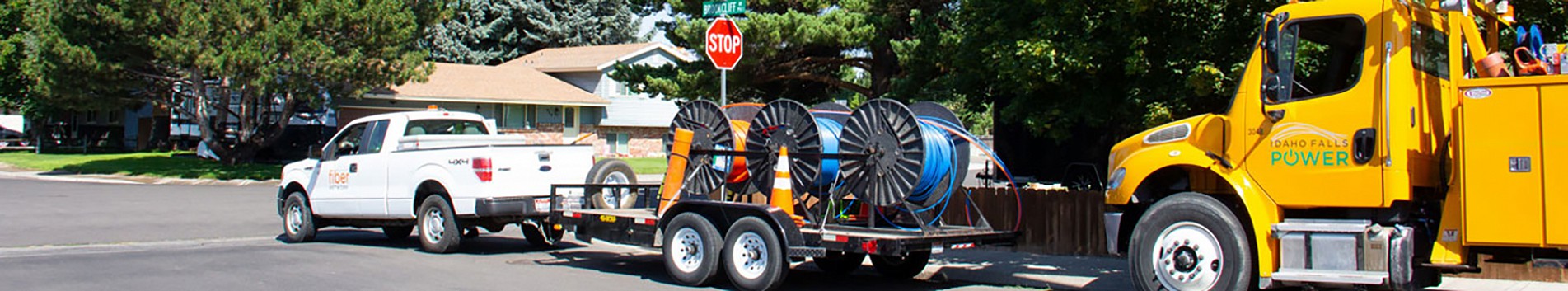 Crew trucks on site